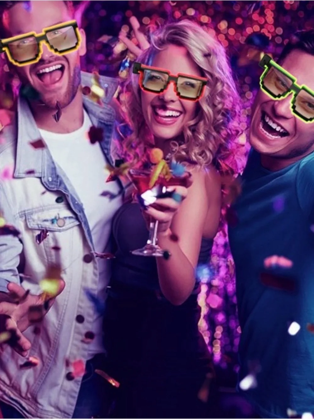 Brand New, Glasses Neon Party Mode DJ Glowing Light Wireless Light Up, Red